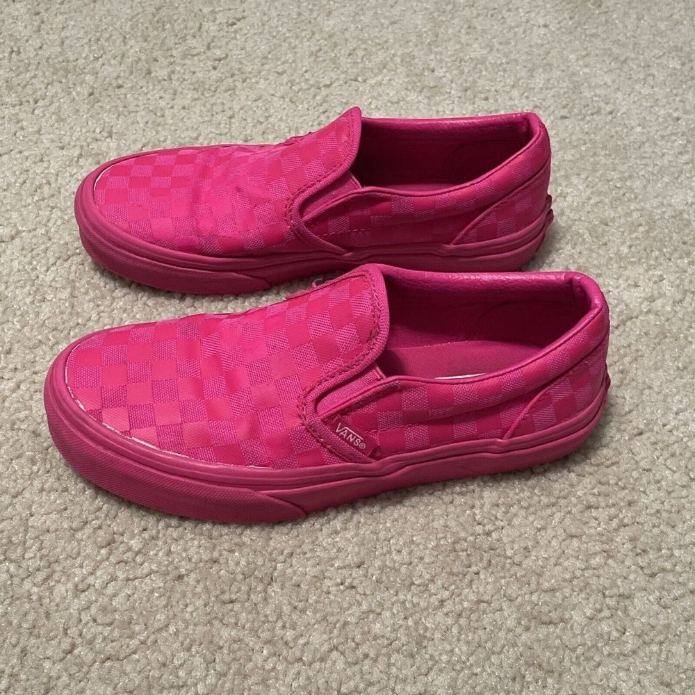 Vans Kids Size 3 Classic Slip On Pink Checkerboard Shoes Casual Skate